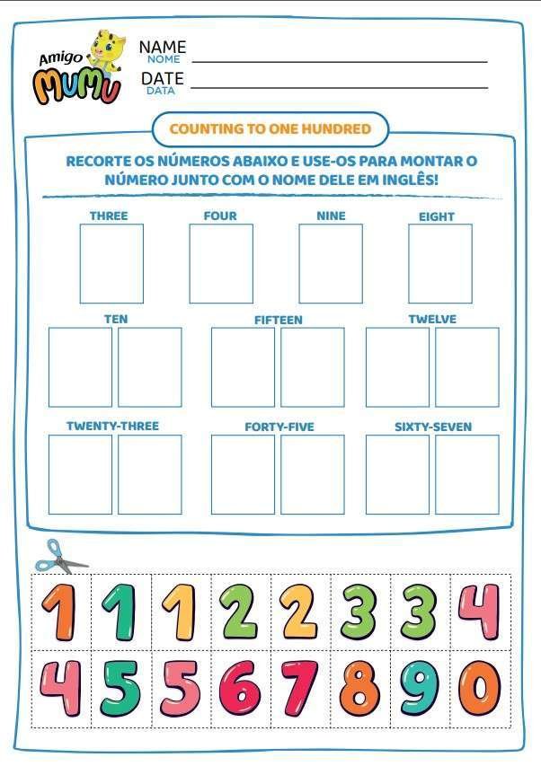 Atividades para imprimir - Os números em inglês | Contando até 100 ...